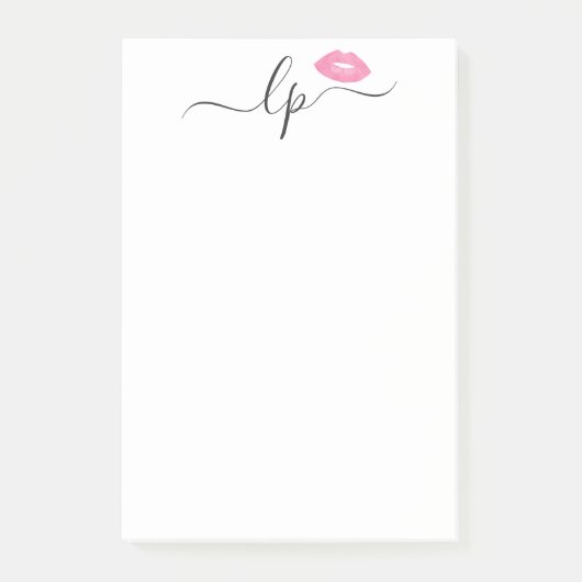Elegant roze lippen handgeschreven script kalligra post-it® notes (Voorkant)