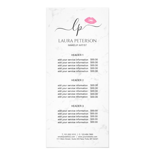 Elegant roze lippen handgeschreven script kalligra reclamekaart (Voorkant)