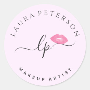 Elegant roze lippen handgeschreven script kalligra ronde sticker