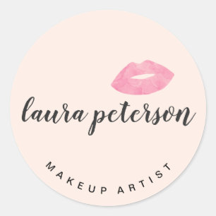 Elegant roze lippen handgeschreven script kalligra ronde sticker