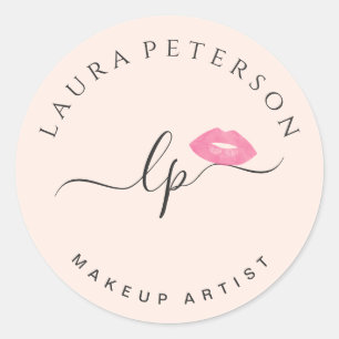 Elegant roze lippen handgeschreven script kalligra ronde sticker