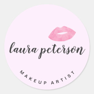 Elegant roze lippen handgeschreven script kalligra ronde sticker