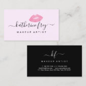 Elegant roze lippen handgeschreven script kalligra visitekaartje (Voorkant / Achterkant)