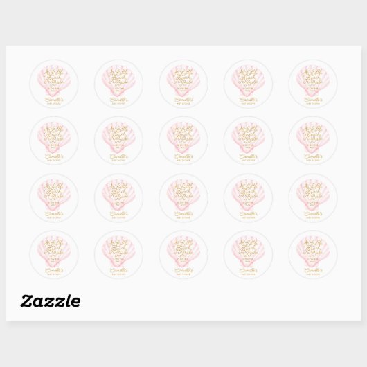 Elegant Roze Little Beach Babe Baby shower Ronde Sticker (Vel)
