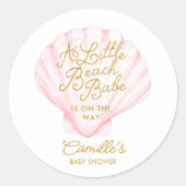 Elegant Roze Little Beach Babe Baby shower Ronde Sticker (Voorkant)