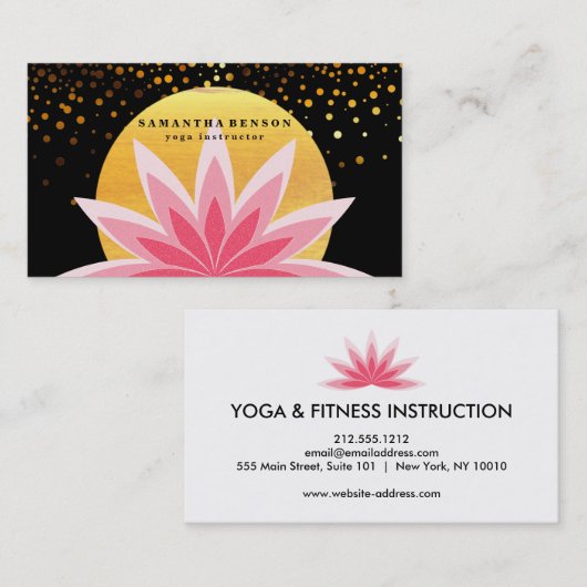 Elegant Roze Lotus Bloem Logo Yoga Healing Gezondh Visitekaartje (Voorkant / Achterkant)