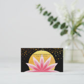Elegant Roze Lotus Bloem Logo Yoga Healing Gezondh Visitekaartje (Staand voorkant)