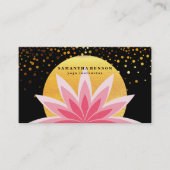 Elegant Roze Lotus Bloem Logo Yoga Healing Gezondh Visitekaartje (Voorkant)