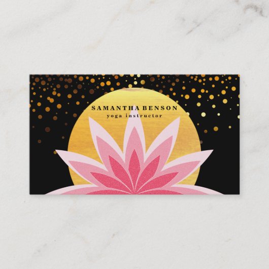 Elegant Roze Lotus Bloem Logo Yoga Healing Gezondh Visitekaartje (Voorkant)