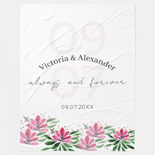 Elegant Roze Lotus Bloemen Waterverf Art Fleece Deken (Voorkant)