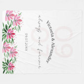 Elegant Roze Lotus Bloemen Waterverf Art Fleece Deken (Voorkant (Horizontaal))