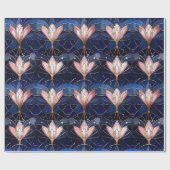 Elegant roze Lotus Faux Glas in lood Patroon Cadeaupapier (Vlak)