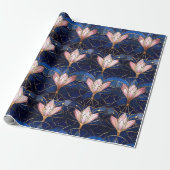 Elegant roze Lotus Faux Glas in lood Patroon Cadeaupapier (Uitgerold)
