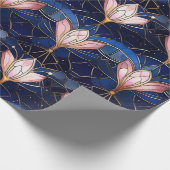 Elegant roze Lotus Faux Glas in lood Patroon Cadeaupapier (Hoek)