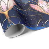 Elegant roze Lotus Faux Glas in lood Patroon Cadeaupapier (Rol Hoek)