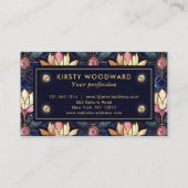 Elegant roze Lotus Faux Glas in lood Patroon Visitekaartje (Achterkant)