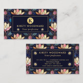 Elegant roze Lotus Faux Glas in lood Patroon Visitekaartje (Voorkant / Achterkant)