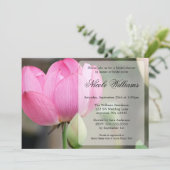 Elegant roze Lotus Flower Bridal Shower Invitation Kaart (Staand voorkant)