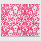Elegant roze Lotus Flower Damask Patroon Cadeaupapier (Vlak)