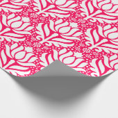 Elegant roze Lotus Flower Damask Patroon Cadeaupapier (Hoek)