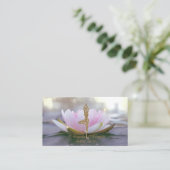 Elegant roze Lotus Flower Glitter Yoga Girl Visitekaartje (Staand voorkant)