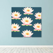 Elegant roze Lotus Flowers Canvas Afdruk (Insitu (Houten vloer))