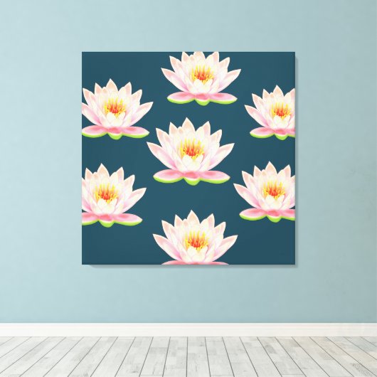 Elegant roze Lotus Flowers Canvas Afdruk (Insitu (Houten vloer))