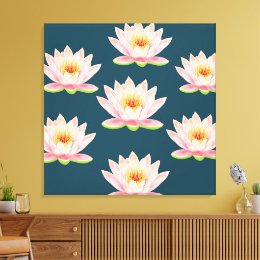 Elegant roze Lotus Flowers Canvas Afdruk (Insitu (Woonkamer))
