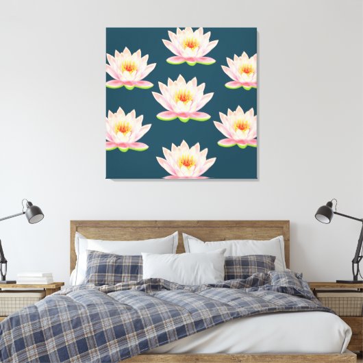 Elegant roze Lotus Flowers Canvas Afdruk (Insitu (Slaapkamer))