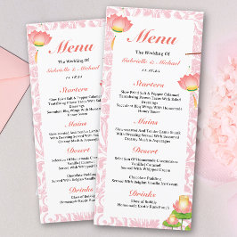 Elegant Roze Lotus Lantaarns Indiaas Bruiloft Menu