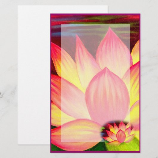Elegant roze Lotus Water Lily Floral Briefpapier (Voorkant / Achterkant)