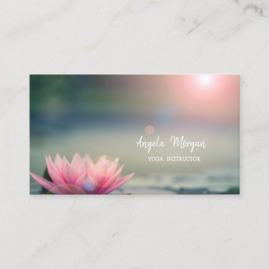 Elegant roze Lotus Yoga Instructor Visitekaartje (Voorkant)