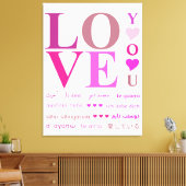 Elegant roze "LOVE You" in Romance talen Canvas Afdruk (Insitu (Woonkamer))