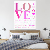 Elegant roze "LOVE You" in Romance talen Canvas Afdruk (Insitu (Slaapkamer))