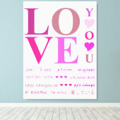 Elegant roze "LOVE You" in Romance talen Canvas Afdruk (Insitu (Houten vloer))