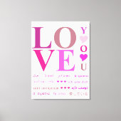 Elegant roze "LOVE You" in Romance talen Canvas Afdruk (Voorkant)