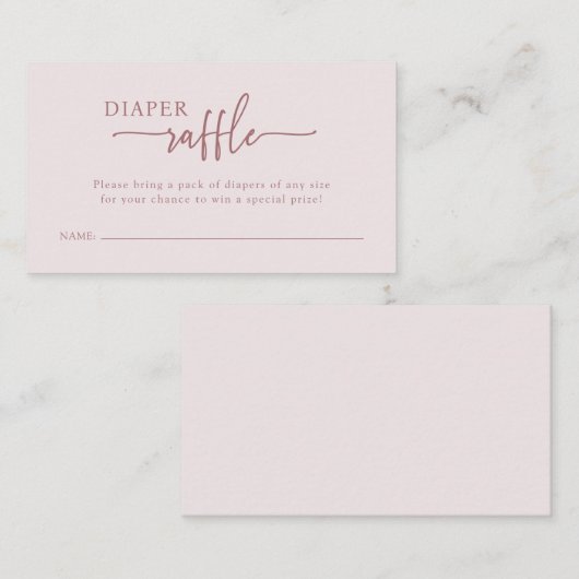 Elegant Roze Luier Raffle Kaart (Voorkant / Achterkant)