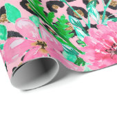 Elegant roze luipaard afdrukken en ontwerp van hou cadeaupapier (Rol Hoek)