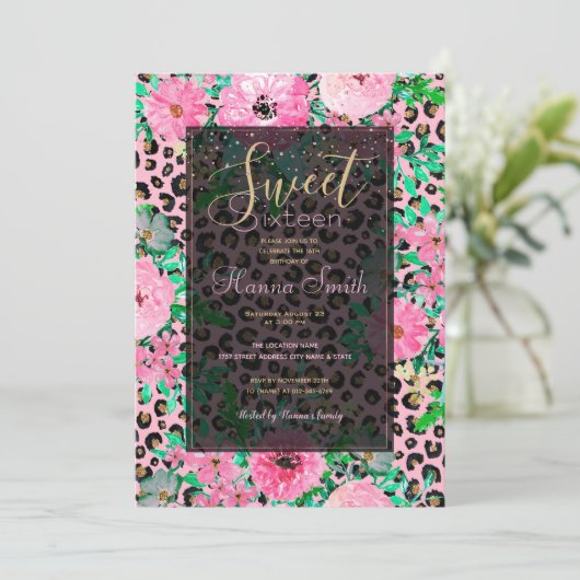 Elegant roze luipaard afdrukken en ontwerp van hou kaart (Staand voorkant)