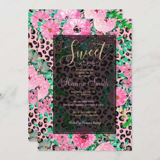 Elegant roze luipaard afdrukken en ontwerp van hou kaart (Voorkant / Achterkant)