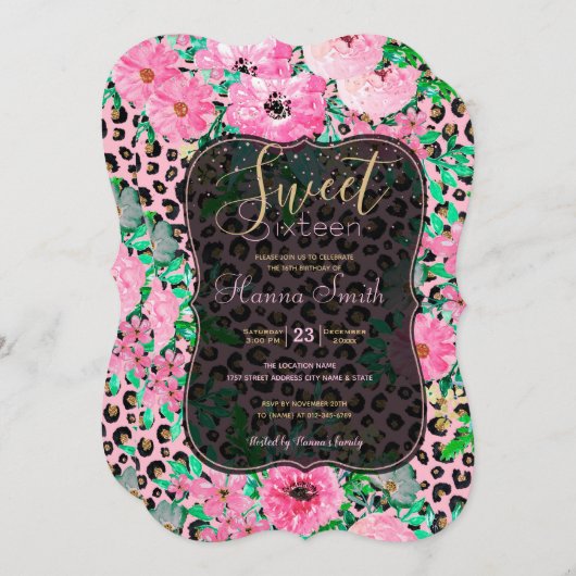 Elegant roze luipaard afdrukken en ontwerp van hou kaart (Voorkant / Achterkant)