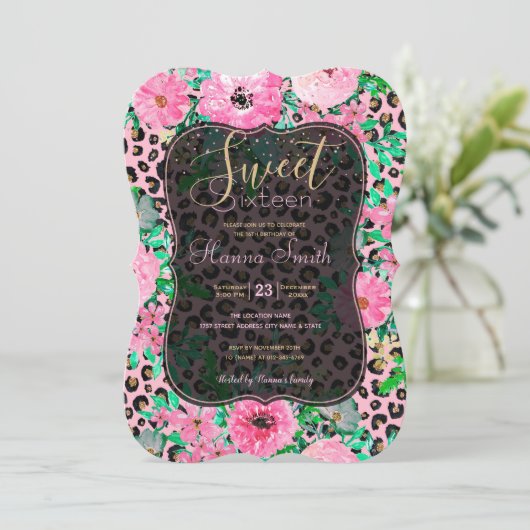 Elegant roze luipaard afdrukken en ontwerp van hou kaart (Staand voorkant)