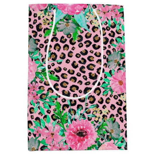 Elegant roze luipaard afdrukken en ontwerp van hou medium cadeauzakje