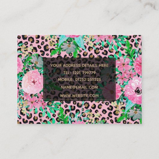 Elegant roze luipaard afdrukken en ontwerp van hou visitekaartje (Achterkant)