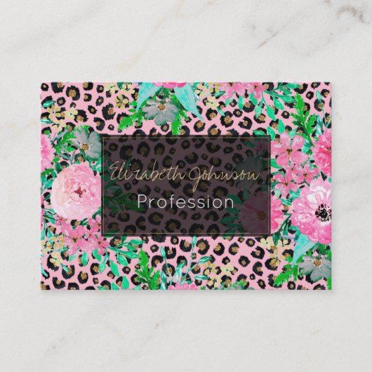 Elegant roze luipaard afdrukken en ontwerp van hou visitekaartje (Voorkant)
