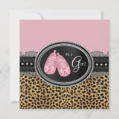 Elegant roze luipaard Baby shower Kaart (Voorkant)