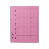 Elegant Roze Maandelijkse Kalender Planner Notitieblok (Linkerzijde)