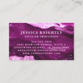 Elegant roze magenta Agate Glitter Script Monogram Visitekaartje (Achterkant)