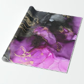 Elegant roze magenta Black Gold Cadeaupapier (Uitgerold)
