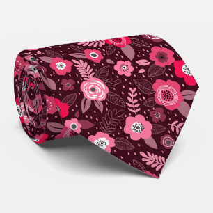 Elegant roze-magenta ditsy-bloempatroon stropdas